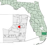 Map of Florida highlighting Lauderdale Lakes